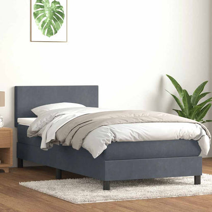 Letto a Molle con Materasso e LED Grigio Scuro 80x220 cm Velluto