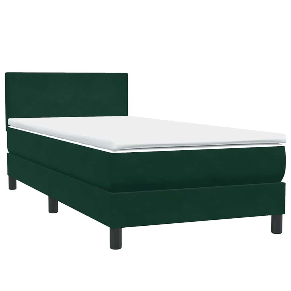 Letto a Molle con Materasso e LED Verde Scuro 80x220 cm Velluto