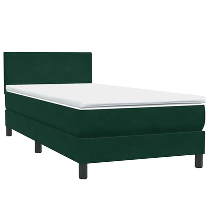 Letto a Molle con Materasso e LED Verde Scuro 80x220 cm Velluto