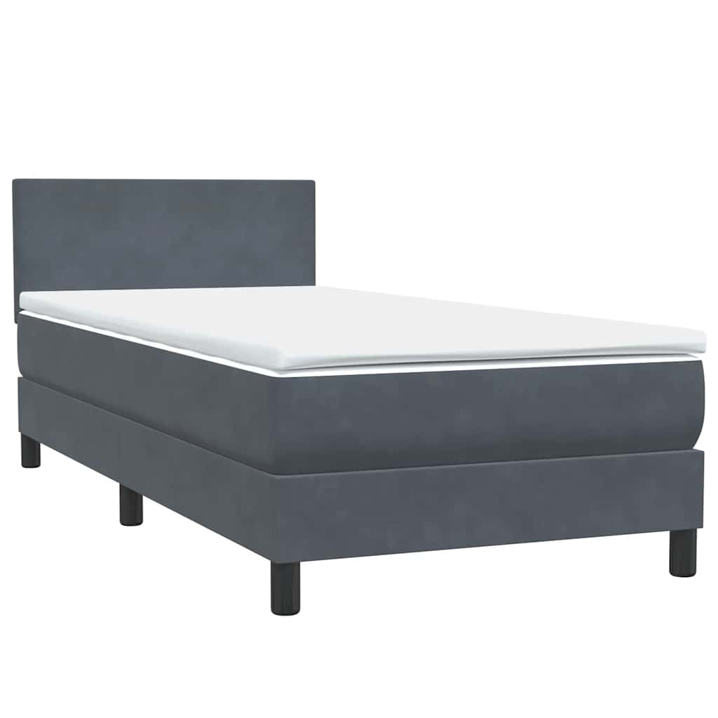 Letto a Molle con Materasso e LED Grigio Scuro 90x220 cm Velluto