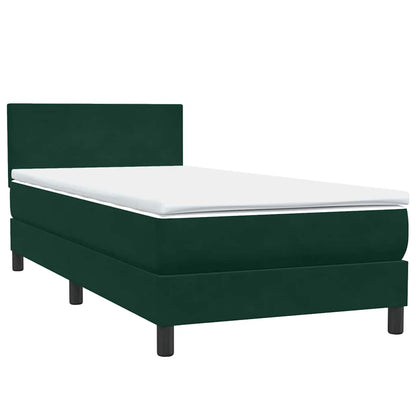 Letto a Molle con Materasso e LED Verde Scuro 100x220 cm Velluto