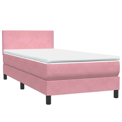 Letto a Molle con Materasso e LED Rosa 100x220 cm in Velluto
