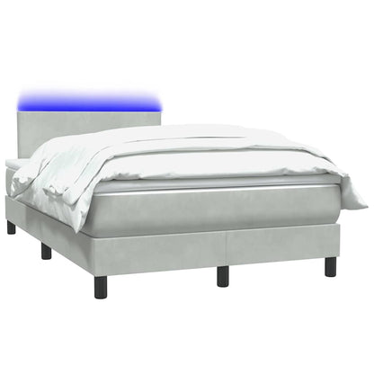 Letto a Molle con Materasso e LED Grigio Chiaro 120x220cm Velluto