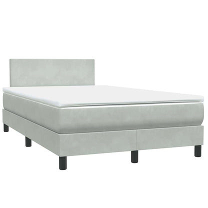 Letto a Molle con Materasso e LED Grigio Chiaro 120x220cm Velluto
