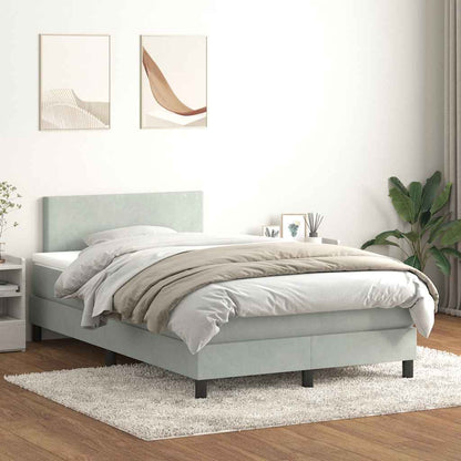 Letto a Molle con Materasso e LED Grigio Chiaro 120x220cm Velluto
