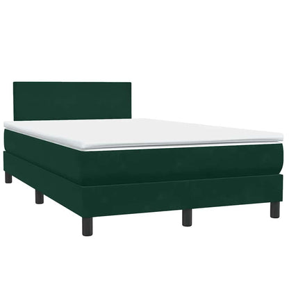 Letto a Molle con Materasso e LED Verde Scuro 120x220 cm Velluto