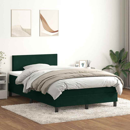 Letto a Molle con Materasso e LED Verde Scuro 120x220 cm Velluto