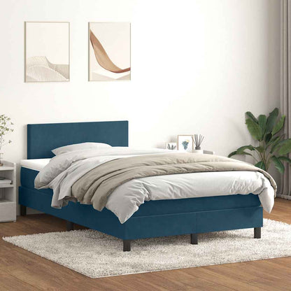 Letto a Molle con Materasso e LED Blu Scuro 120x220 cm in Velluto