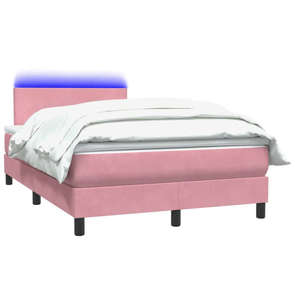 Letto a Molle con Materasso e LED Rosa 120x220 cm in Velluto