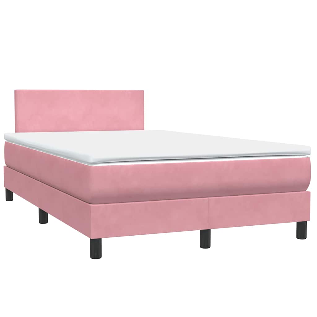 Letto a Molle con Materasso e LED Rosa 120x220 cm in Velluto