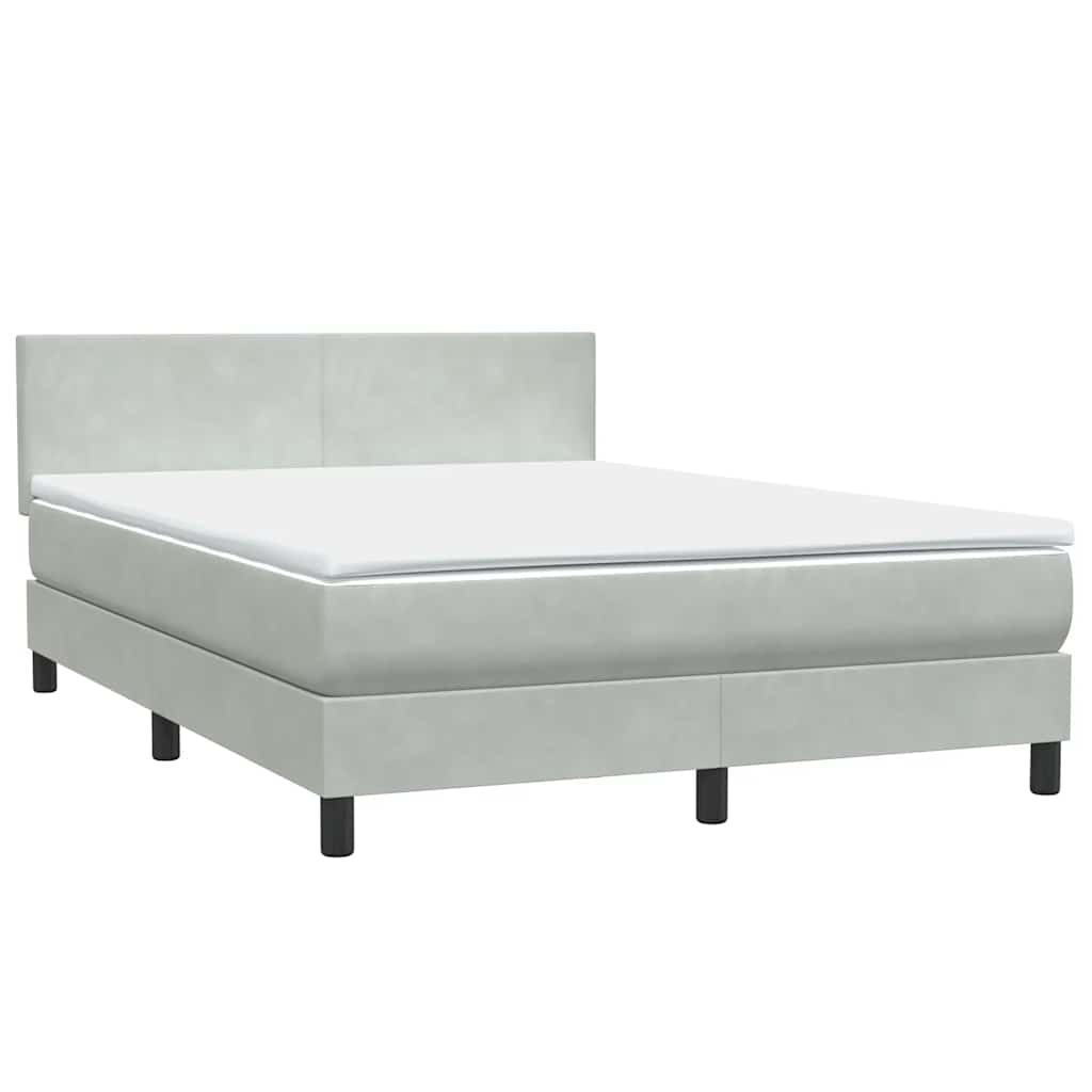 Letto a Molle con Materasso e LED Grigio Chiaro 140x220cm Velluto
