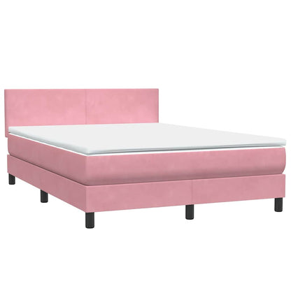 Letto a Molle con Materasso e LED Rosa 140x220 cm in Velluto