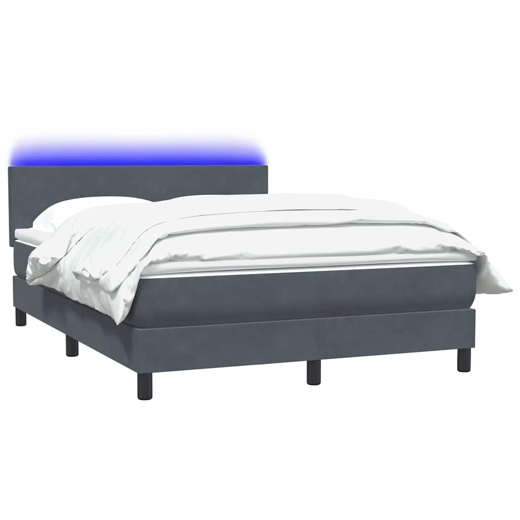 Letto a Molle con Materasso e LED Grigio Scuro 160x220 cm Velluto