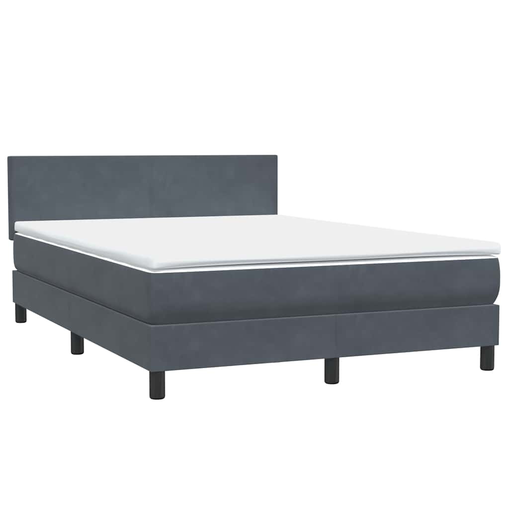 Letto a Molle con Materasso e LED Grigio Scuro 160x220 cm Velluto