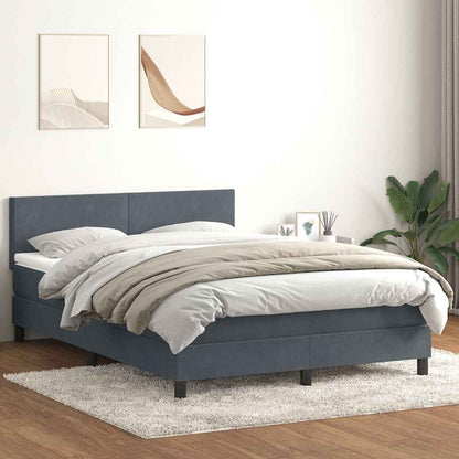 Letto a Molle con Materasso e LED Grigio Scuro 160x220 cm Velluto