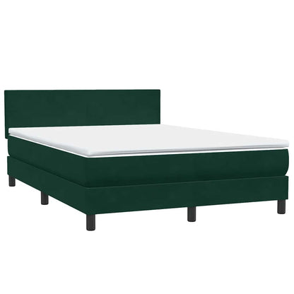 Letto a Molle con Materasso e LED Verde Scuro 160x220 cm Velluto