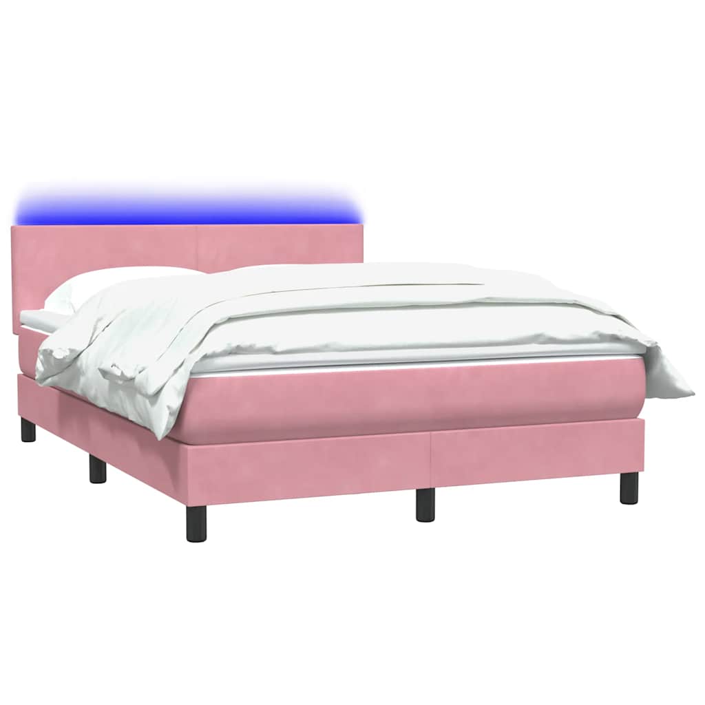 Letto a Molle con Materasso e LED Rosa 160x220 cm in Velluto