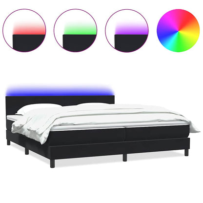 Letto a Molle con Materasso e LED Nero 180x220 cm in Velluto