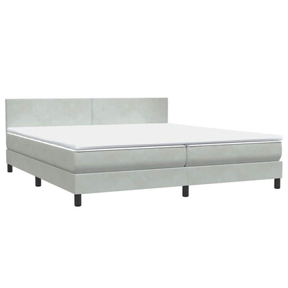 Letto a Molle con Materasso e LED Grigio Chiaro 200x220cm Velluto