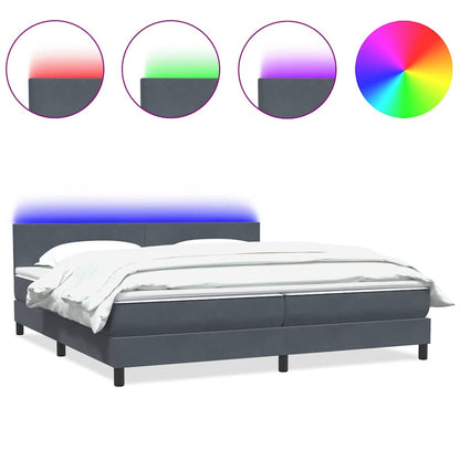 Letto a Molle con Materasso e LED Grigio Scuro 200x220 cm Velluto