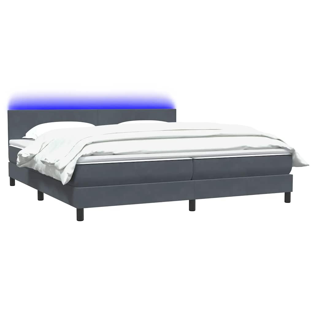 Letto a Molle con Materasso e LED Grigio Scuro 200x220 cm Velluto