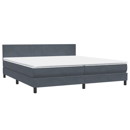 Letto a Molle con Materasso e LED Grigio Scuro 200x220 cm Velluto