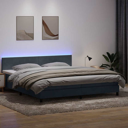 Letto a Molle con Materasso e LED Grigio Scuro 200x220 cm Velluto