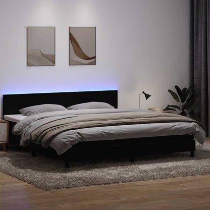 Letto a Molle con Materasso e LED Nero 200x220 cm in Velluto