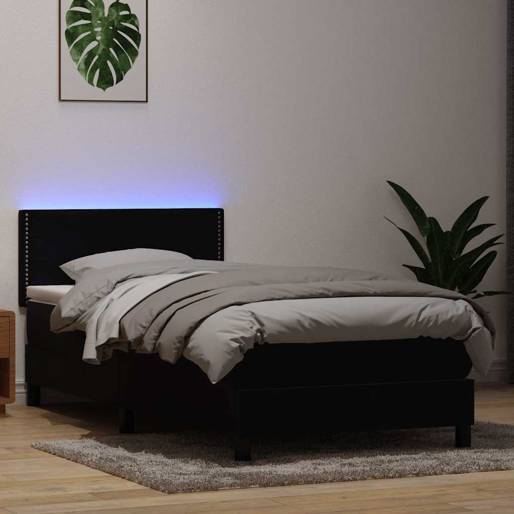 Letto a Molle con Materasso e LED Nero 80x210 cm Velluto