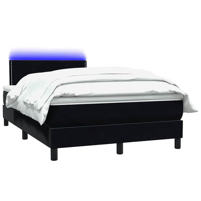Letto a Molle con Materasso e LED Nero 120x210 cm in Velluto