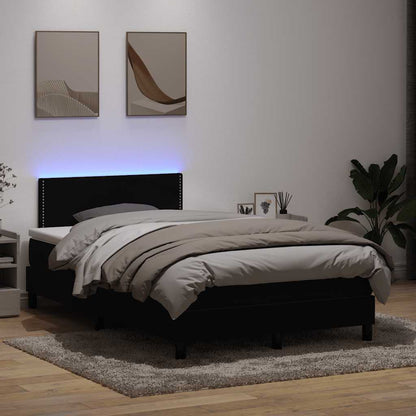 Letto a Molle con Materasso e LED Nero 120x210 cm in Velluto