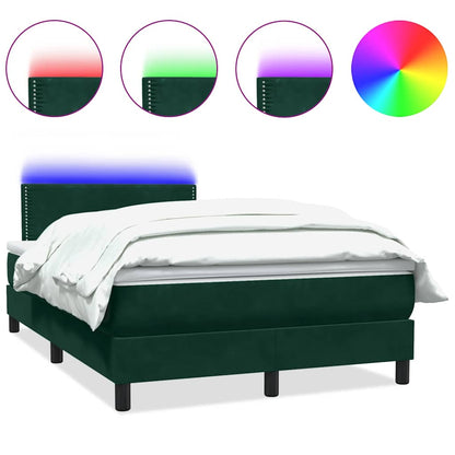 Letto a Molle con Materasso e LED Verde Scuro 120x210 cm Velluto