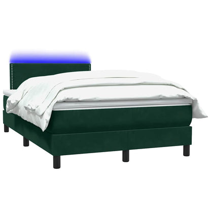 Letto a Molle con Materasso e LED Verde Scuro 120x210 cm Velluto