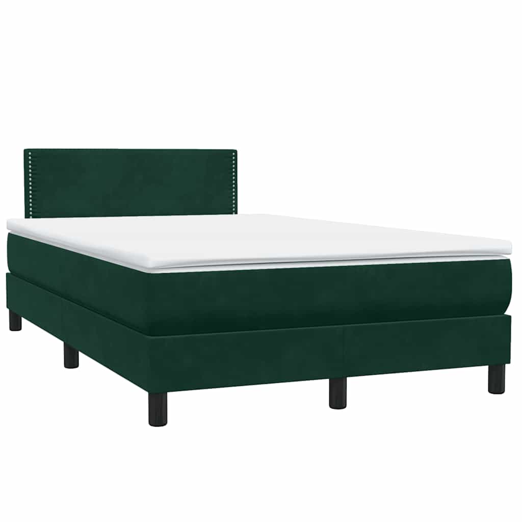 Letto a Molle con Materasso e LED Verde Scuro 120x210 cm Velluto