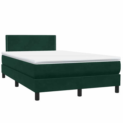 Letto a Molle con Materasso e LED Verde Scuro 120x210 cm Velluto