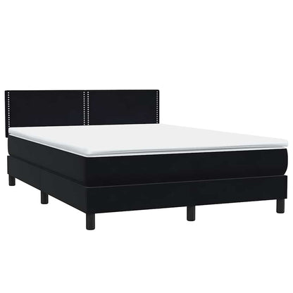 Letto a Molle con Materasso e LED Nero 140x210 cm in Velluto