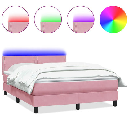 Letto a Molle con Materasso e LED Rosa 160x210 cm in Velluto