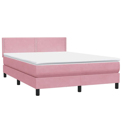 Letto a Molle con Materasso e LED Rosa 160x210 cm in Velluto