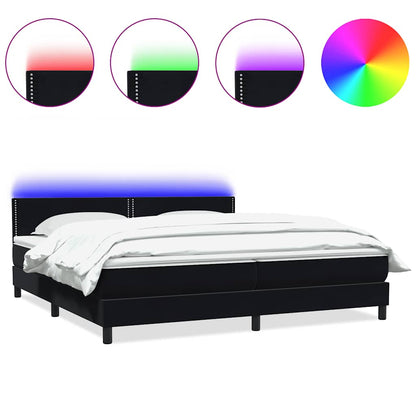 Letto a Molle con Materasso e LED Nero 180x210 cm in Velluto