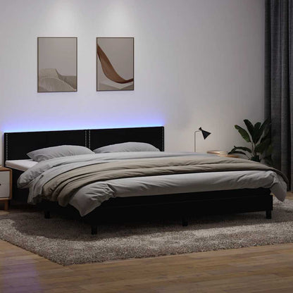 Letto a Molle con Materasso e LED Nero 180x210 cm in Velluto