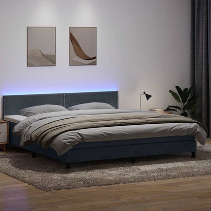 Letto a Molle con Materasso e LED Grigio Scuro 200x210 cm Velluto