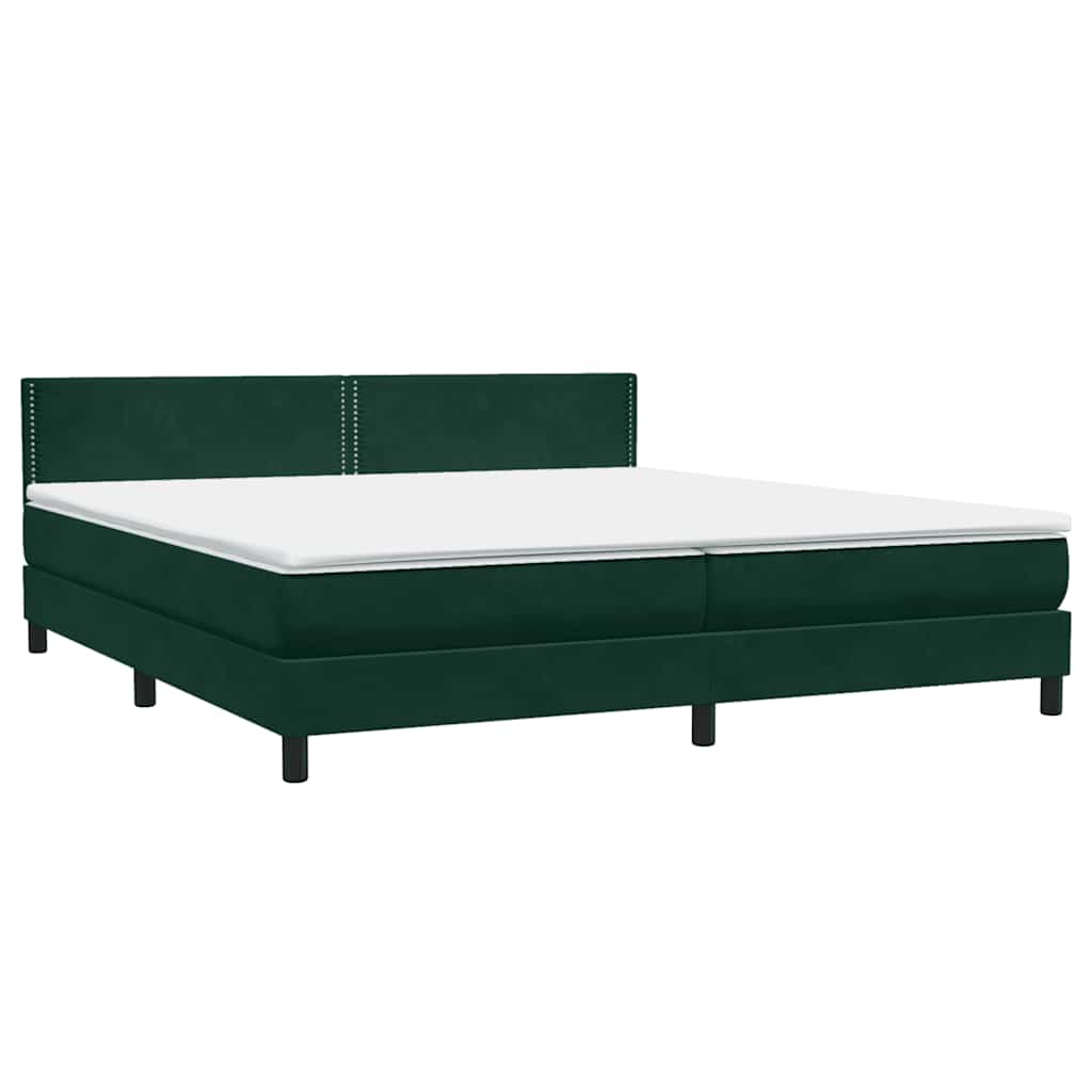 Letto a Molle con Materasso e LED Verde Scuro 200x210 cm Velluto