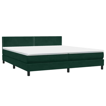 Letto a Molle con Materasso e LED Verde Scuro 200x210 cm Velluto