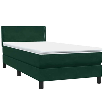 Letto a Molle con Materasso e LED Verde Scuro 80x220 cm Velluto