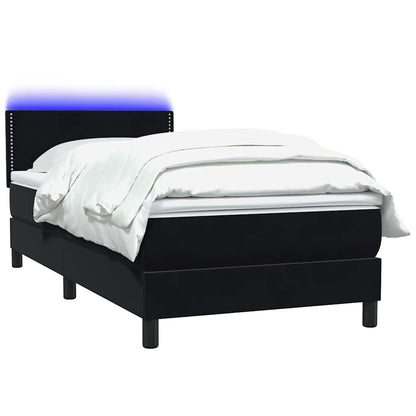 Letto a Molle con Materasso e LED Nero 100x220 cm in Velluto