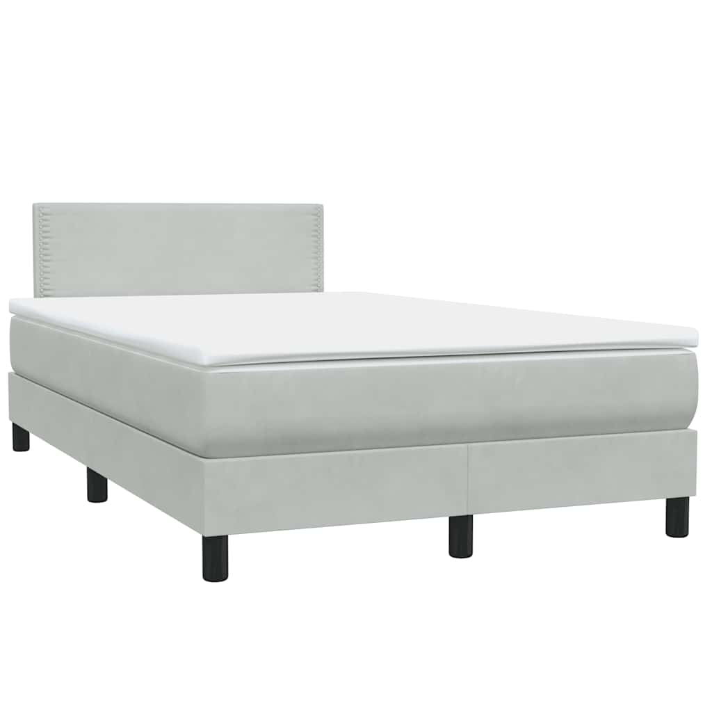 Letto a Molle con Materasso e LED Grigio Chiaro 120x220cm Velluto