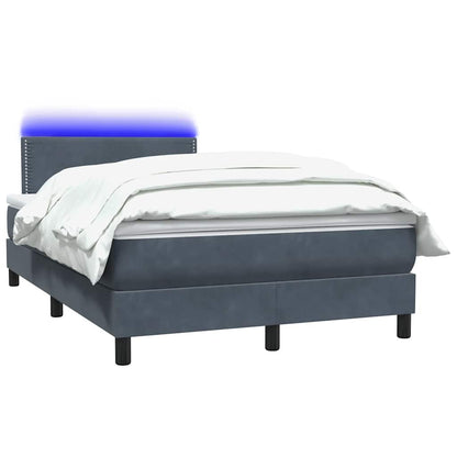 Letto a Molle con Materasso e LED Grigio Scuro 120x220 cm Velluto