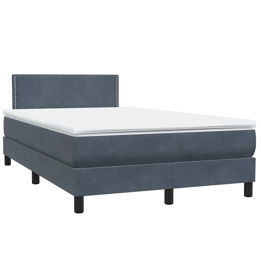 Letto a Molle con Materasso e LED Grigio Scuro 120x220 cm Velluto