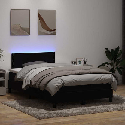 Letto a Molle con Materasso e LED Nero 120x220 cm in Velluto