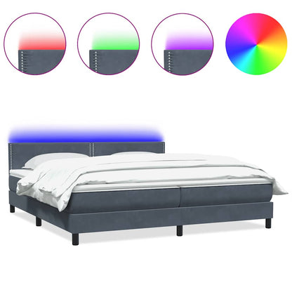 Letto a Molle con Materasso e LED Grigio Scuro 180x220 cm Velluto